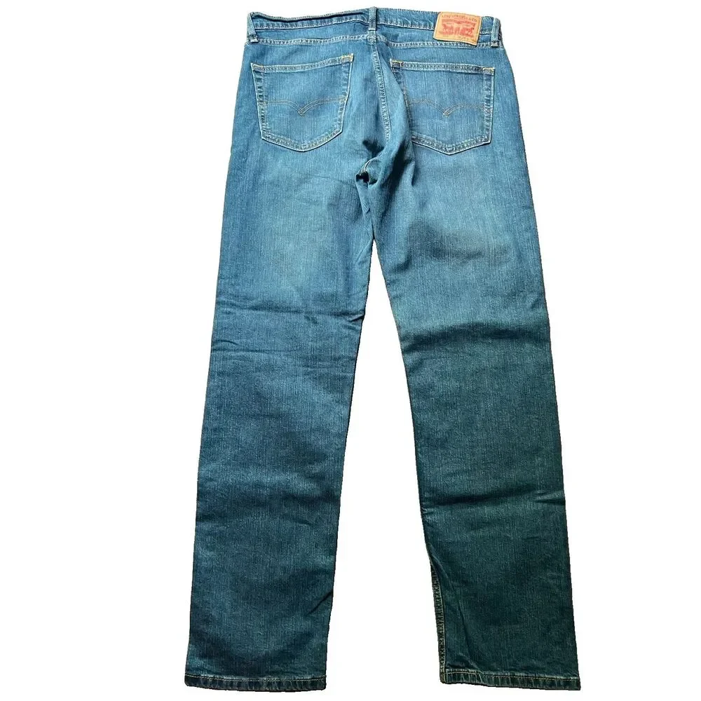 Levi's 505 Medium Wash Regular Fit Straight Leg Denim Blue Jeans Men's 36x34
